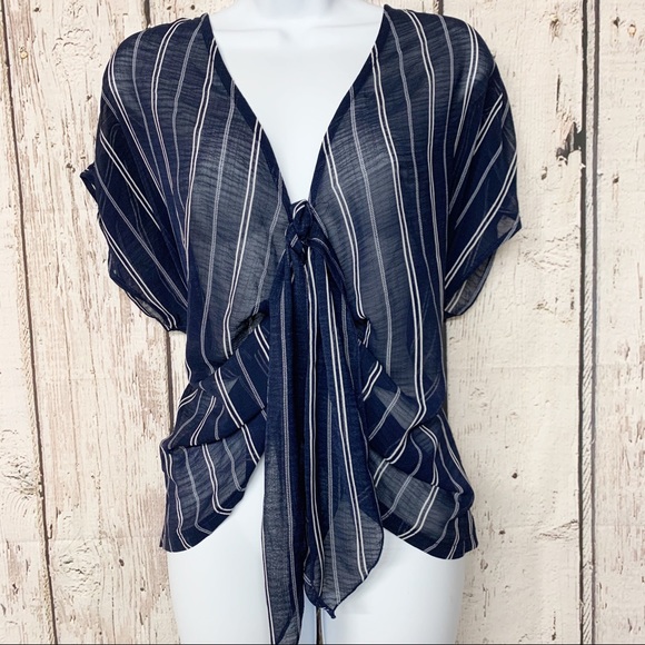 Lulus Tops - 2/$15 Sage the Label sheer striped tie front top S